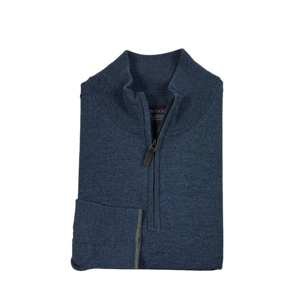 UNTUCKit Blue 100% Merino Wool 1/4 Zip Sweater Mens Medium Pullover